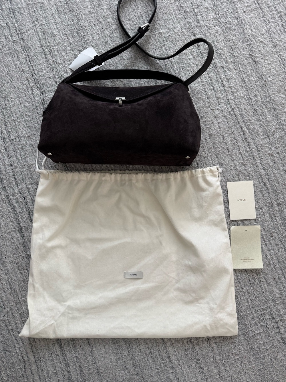 NWT Authentic TOTEME T-lock Brown Suede Top Handle Bag - Picture 15 of 16